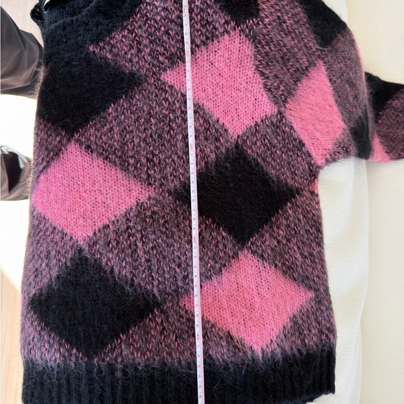 Sandro Pink and Black Diamond Soft mohair-blend knit Sweater - Picture 7 of 8